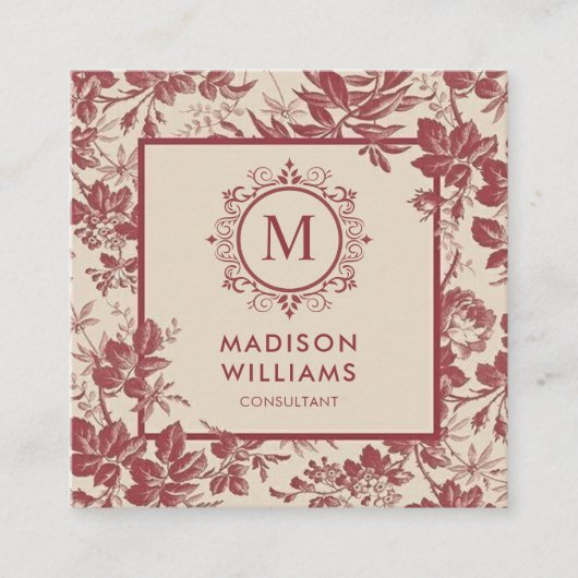 Custom Peach Pink Red Maroon Square Beruflich Quadratische Visitenkarte (Vorderseite)