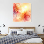 Custom Peach Raspberry Floral Alcohol Tinte Art Leinwanddruck (Insitu (Schlafzimmer))