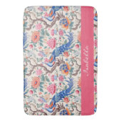 Custom Peacock Chinoiserie Asiatische Blumenlandsc Badematte (Vorderseite Vertikal)