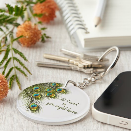 Custom Peacock Feather Schlüsselanhänger (Vorderseite rechts)