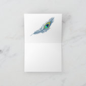 Custom Peacock Feathers Blue Wedding Vielen Dank Dankeskarte (Innenseite)