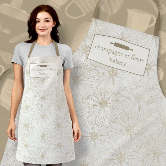 Custom Pearl Metallic Bakery Name Daisy Koch Staff Schürze