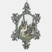 Custom Peles Castle Rumänien Schneeflocken Zinn-Ornament (Links)