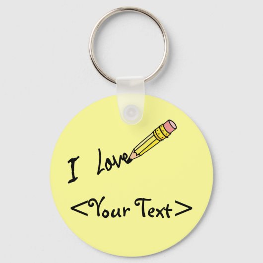 CUSTOM PENCIL SCHREIBT I LIEBE,<Your Text> Schlüsselanhänger (Vorderseite)