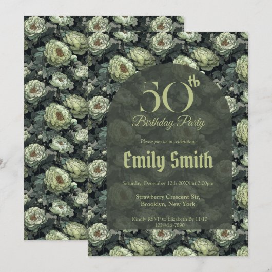 Custom Peonies Accent Birthday Present Einladung (Vorne/Hinten)