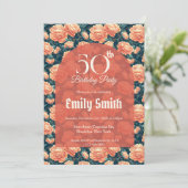 Custom Peonies Themed 90Th Birthday Einladung (Stehend Vorderseite)