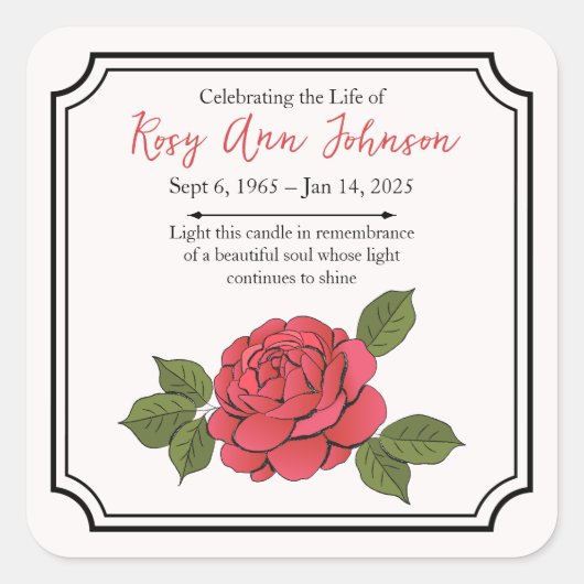 Custom Peony Remembrance Candle Sticker (Vorderseite)
