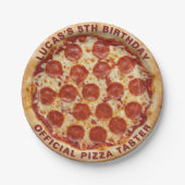 Custom Pepperoni Pizza 5th Birthday-Personalized  Pappteller (Vorderseite)
