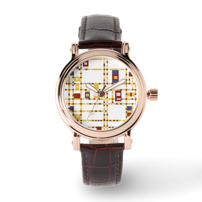 Custom Perfect Square Brown Leather Armbanduhr (Vorderseite)
