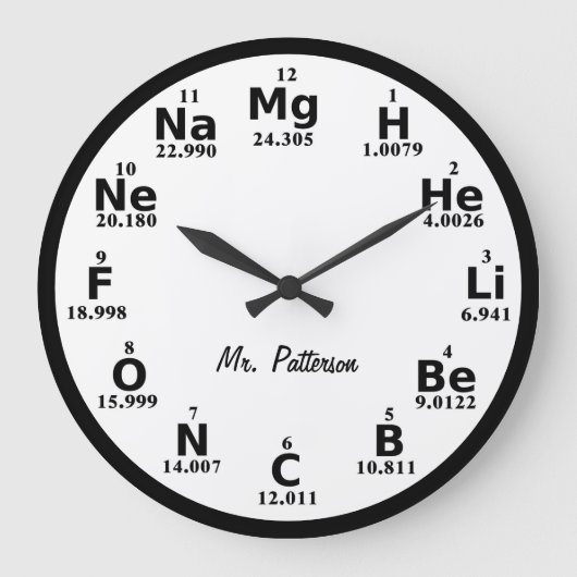 Custom Periodic Table Science Element Große Wanduhr (Vorderseite)