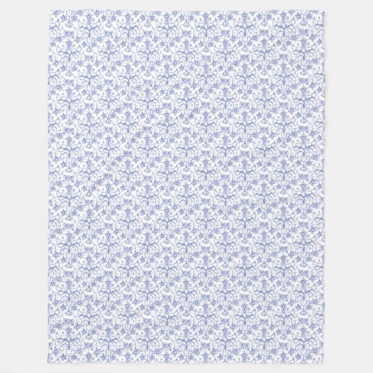 Custom Periwinkle Blue on White Decoration Floral Fleecedecke (Vorderseite)