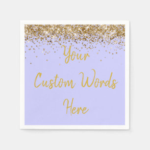 Custom Periwinkle Lila und Gold Geburtstagspartei Serviette