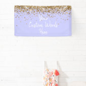 Custom Periwinkle Purple Gold Birthday Party Photo Banner (InSitu)