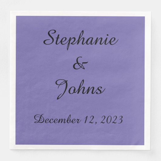 Custom Periwinkle Violet Wedding Bride Groom 2023 Serviette (Vorderseite)