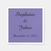 Custom Periwinkle Violet Wedding Bride Groom Name Serviette (Vorderseite)