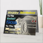 Custom Personalised Cool Birthday Card For Son Karte<br><div class="desc">Personalised cool birthday greeting card for son with inspirational birthday words. Create a special birthday card with your own words.</div>