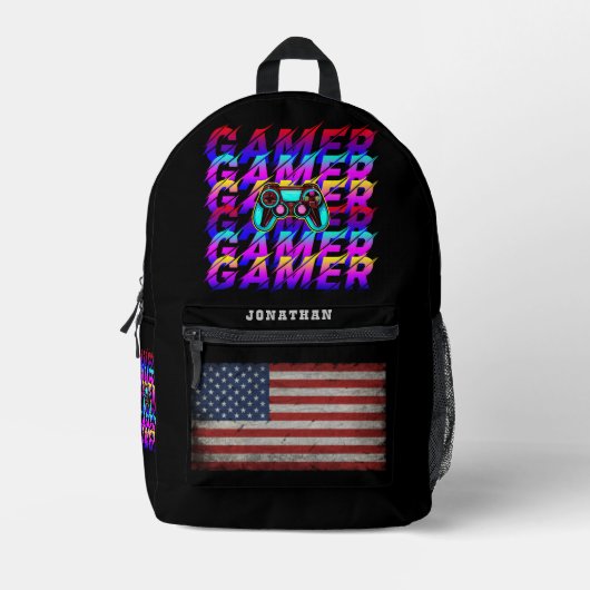 CUSTOM PERSONALISIEREN COMPUTER GAMER SPORTARTEN V BEDRUCKTER RUCKSACK (Vorderseite)