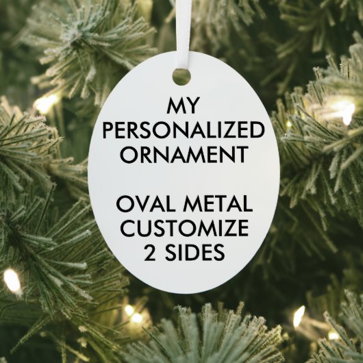 Custom Personalisiert 3" OVAL METAL ORNANANATIONAL Ornament Aus Metall (InSitu)
