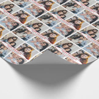Custom Personalisiert 4 Fotos Collage Christmas Geschenkpapier