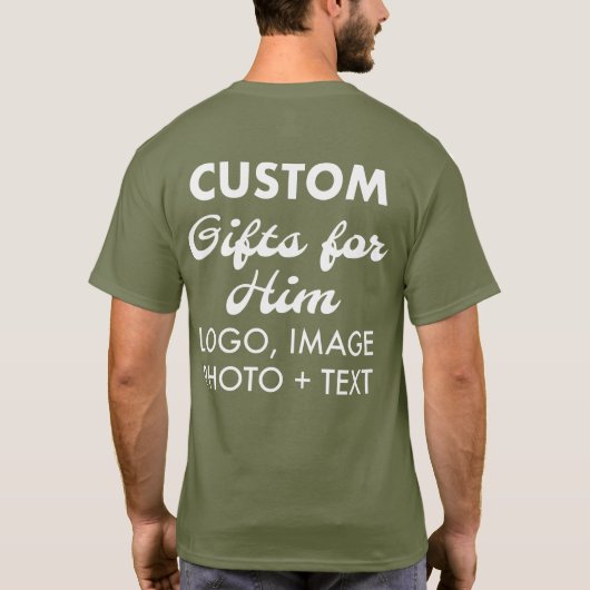 Custom personalisiert Back Men Army Green T - Shir T-Shirt (Rückseite)