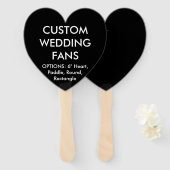 Custom Personalisiert BLACK HEART WEDING FANS Fächer (Vorne und Hinten)