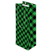 Custom Personalisiert Buffalo Kariert Geschenktüte Für Weinflaschen (Rückseite Schrägansicht)