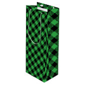 Custom Personalisiert Buffalo Kariert Geschenktüte Für Weinflaschen (Vorderseite Schrägansicht)
