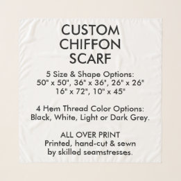 Custom Personalisiert CHIFFON SCARF - MED. 36" x 3 Schal