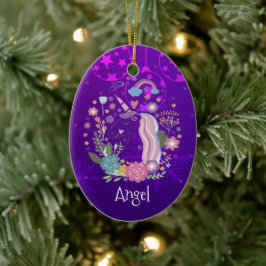 Custom Personalisiert Christmas Lila Unicorn Keramik Ornament