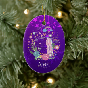 Custom Personalisiert Christmas Lila Unicorn Keramik Ornament