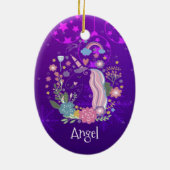 Custom Personalisiert Christmas Lila Unicorn Keramik Ornament (Hinten)