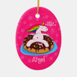 Custom Personalisiert Christmas Unicorn Pink Keramik Ornament