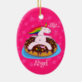 Custom Personalisiert Christmas Unicorn Pink Keramik Ornament (Hinten)