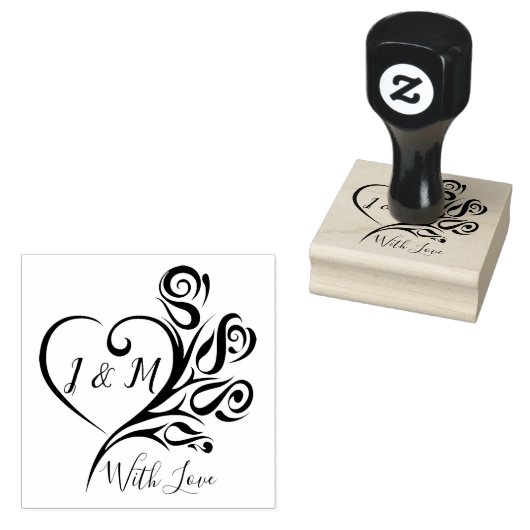 Custom Personalisiert Elegante Heart Wedding Gummistempel (Stempel)