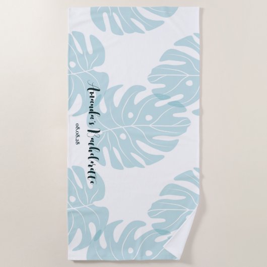 Custom Personalisiert Ficus Leaf Bachelorette Strandtuch (Vorderseite)