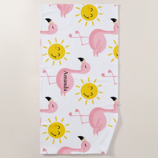 Custom Personalisiert Flamingo Suns Bachelorette Strandtuch (Vorderseite)