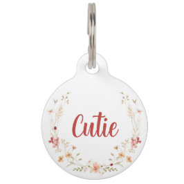 Custom Personalisiert Floral Dog Tag Wildblumen Haustiermarke