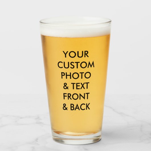 Custom Personalisiert FOTO BIER GLASS 16oz; 1 PINT Glas (Vorne (Gefüllt))