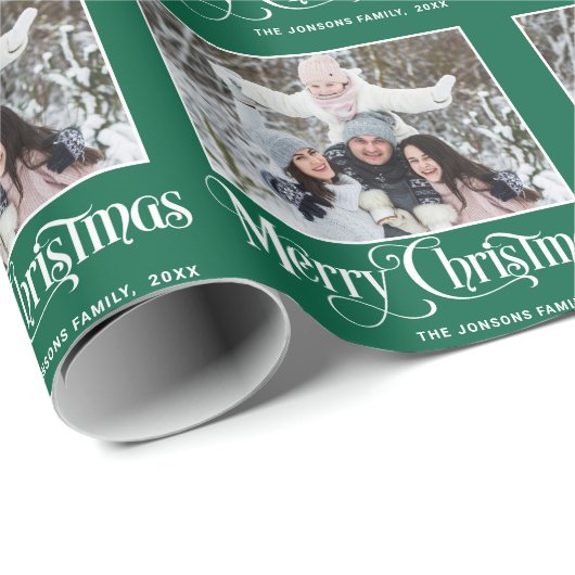 Custom Personalisiert Foto Collage Weihnachten Geschenkpapier (Rolleneckpunkt)