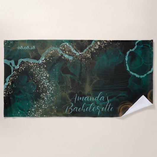Custom Personalisiert Funkelnd Rock Bachelorette Strandtuch (Vorderseite)