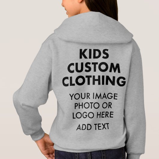 Custom Personalisiert GIRL'S PULLOVER HOODIE - GRA (Rückseite)