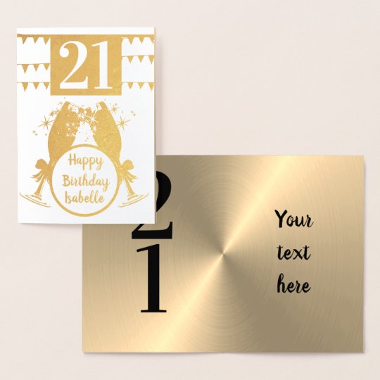 Custom Personalisiert Gold 21 Geburtstagskarte Folienkarte Zazzle De