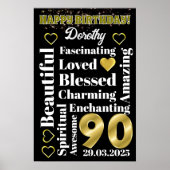 Custom Personalisiert Happy 90. Geburtstagspopster Poster (Vorne)
