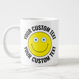 Custom Personalisiert Happy Face YELLOW, Blue Eyes Jumbo-Tasse