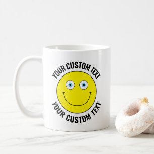 Custom Personalisiert Happy Face YELLOW, Blue Eyes Kaffeetasse