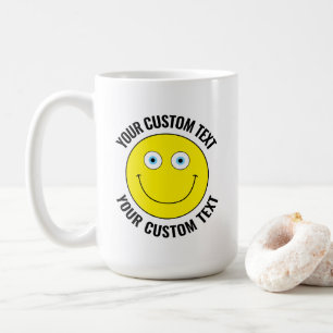 Custom Personalisiert Happy Face YELLOW, Blue Eyes Kaffeetasse
