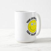 Custom Personalisiert Happy Face YELLOW, Blue Eyes Kaffeetasse (VorderseiteRechts)