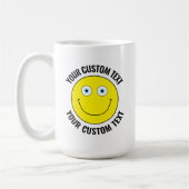 Custom Personalisiert Happy Face YELLOW, Blue Eyes Kaffeetasse (Links)