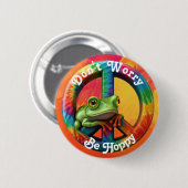 Custom Personalisiert Hippie Frog Peace Colorful F Button (Vorne & Hinten)