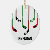 Custom Personalisiert Hockey Weihnachtsdekoration Keramik Ornament (Rechts)